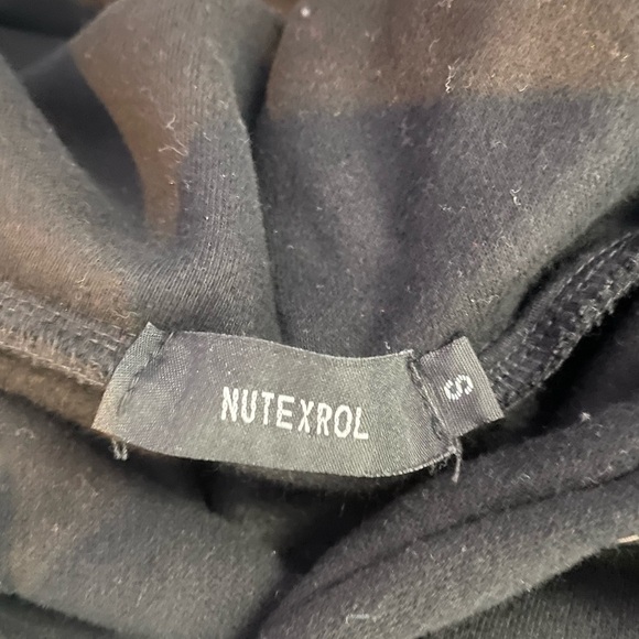 NUTEXROL Long Fleece Hooded Sweatshirt Dressing Black Size Small - Picture 7 of 8